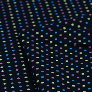 Multi Color Dotted Print Cotton Navy Blue Fabric