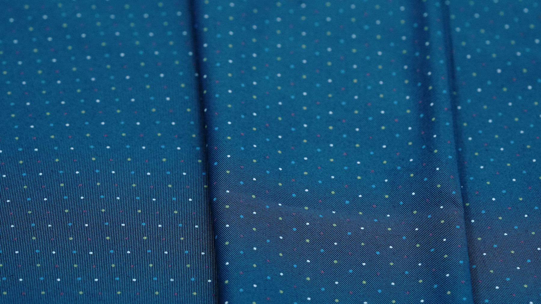 Teal Green Blended Polka Print Fabric For Shirt - Image 2