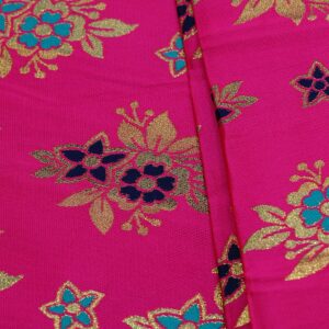 Magenta Jacquard With Gold Zari Floral Pattern