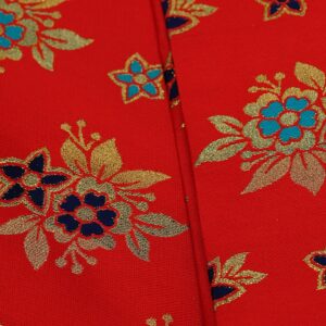 Rose Red Jacquard With Gold Zari Floral Pattern