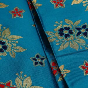 Azure Blue Jacquard With Gold Zari Floral Pattern