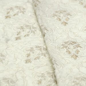 Ivory Color Silk With Ivory and Light Gold Embroidery