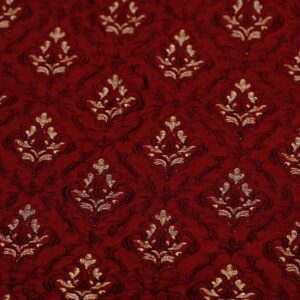 Cherry Red Silk With Self & Gold Motif Embroidery