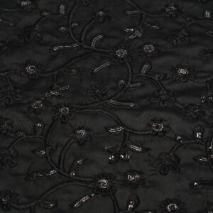 Pitch Black Silk With Self & sequin embroidery