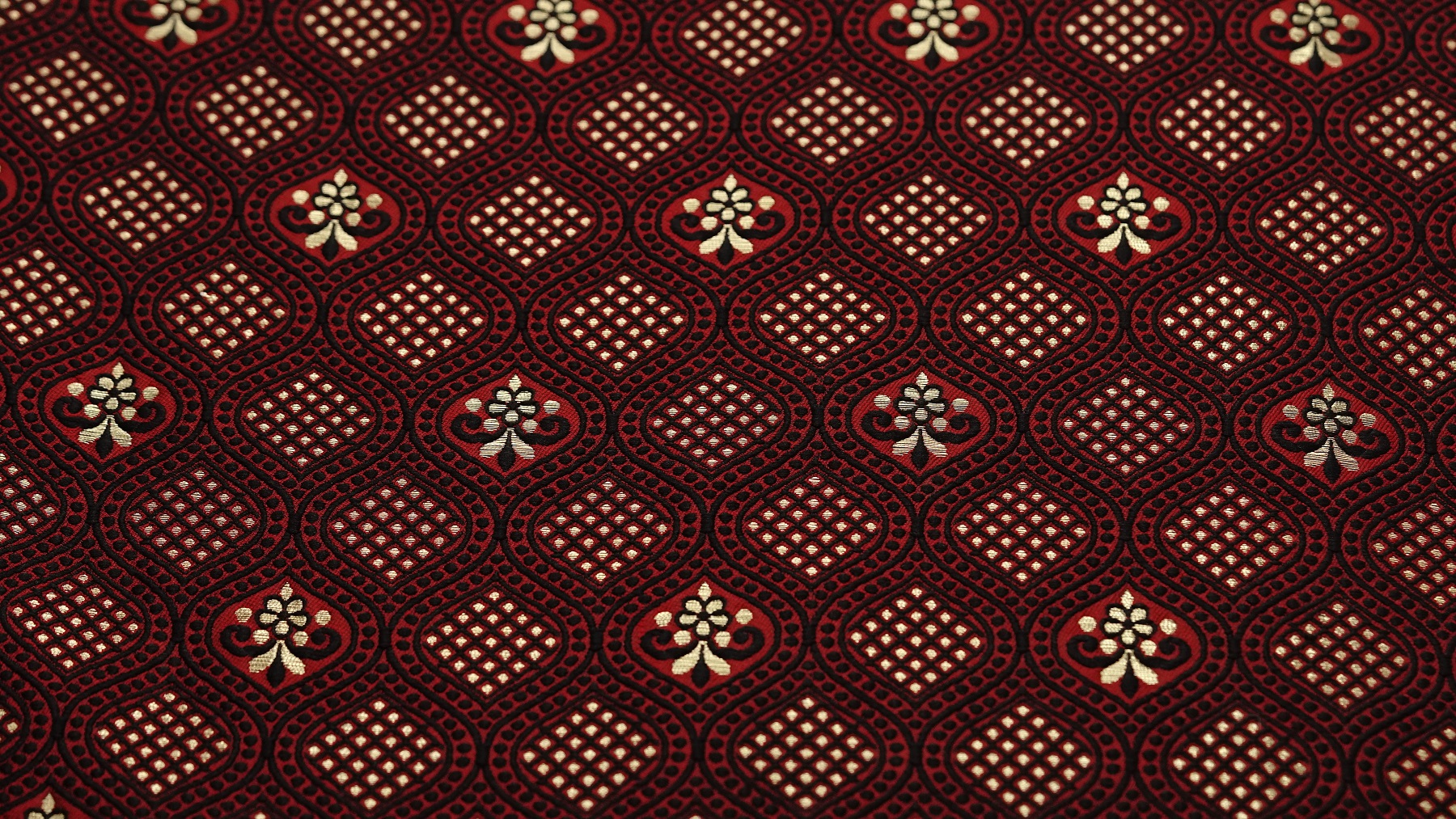 Scarlet Red Jamawar With Black & Gold Zari Embroidery