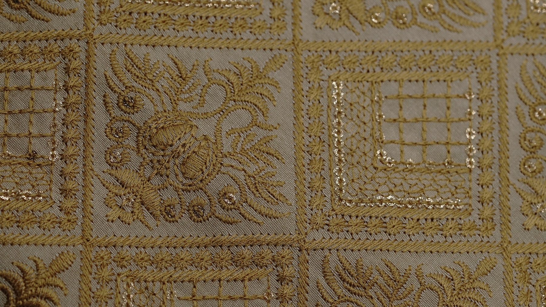 Ivory Raw Silk With Self Embroidery & Sequin - Image 2