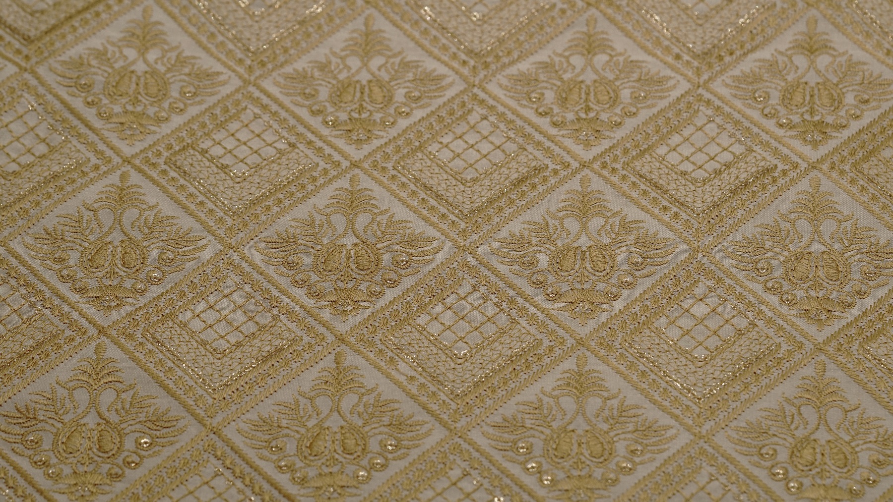 Ivory Raw Silk With Self Embroidery & Sequin