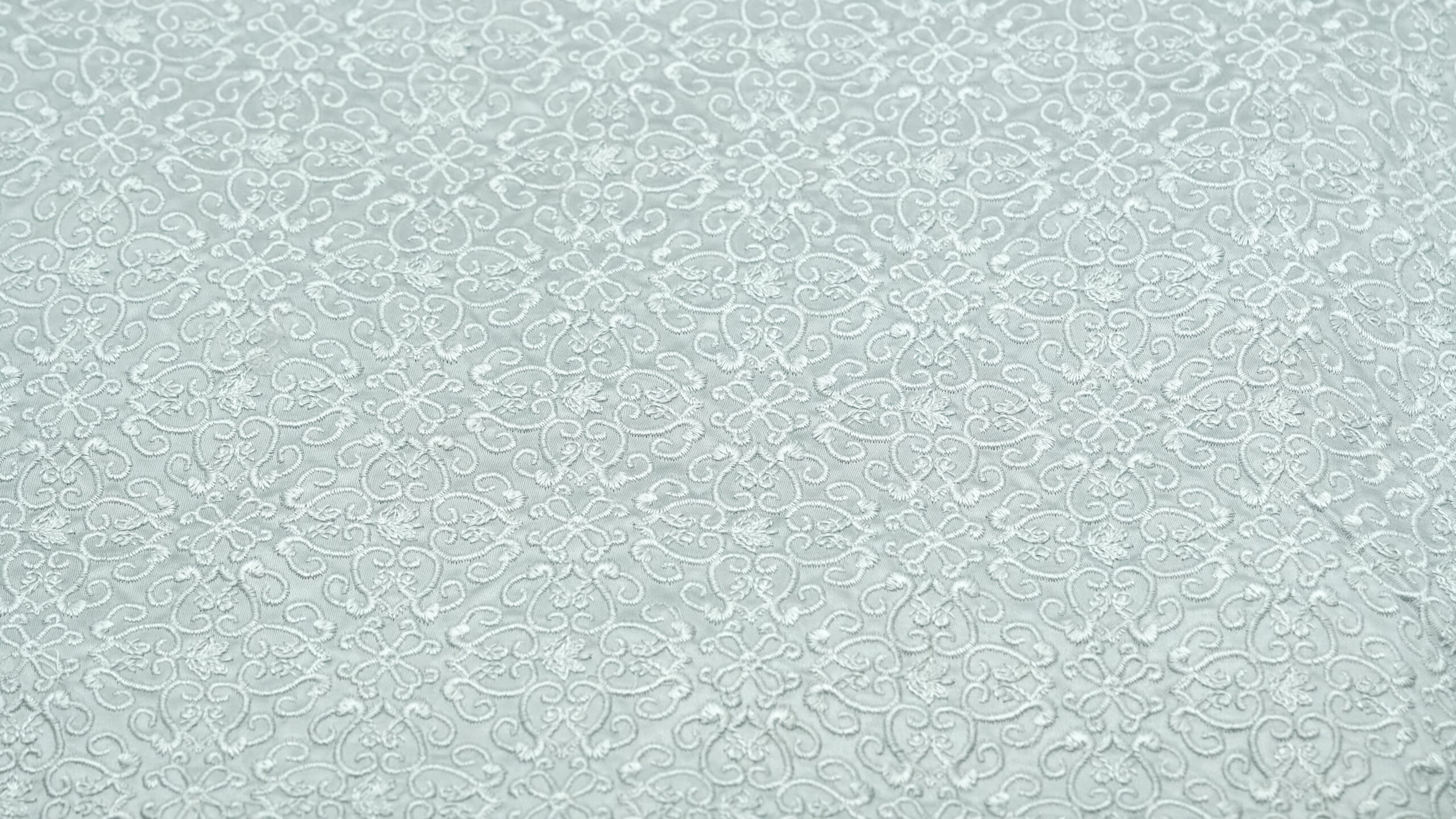 Light Mint Silk With Micro Pattern Embroidery