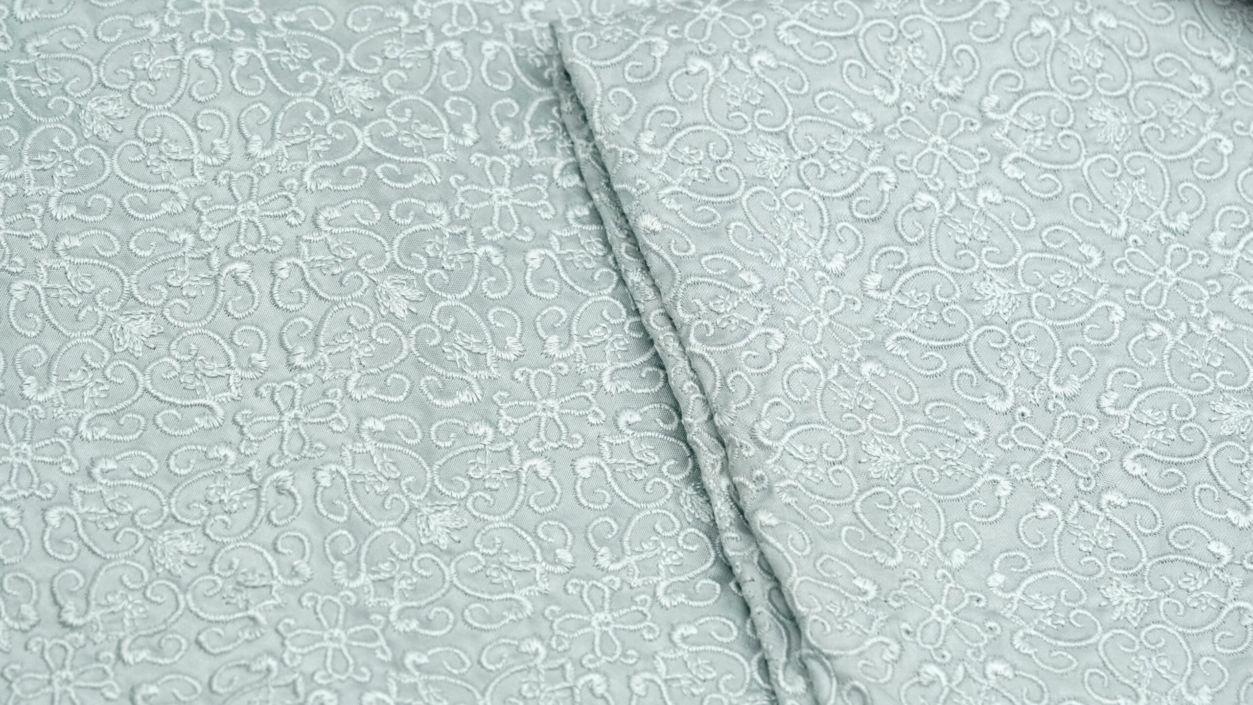 Light Mint Silk With Micro Pattern Embroidery - Image 4