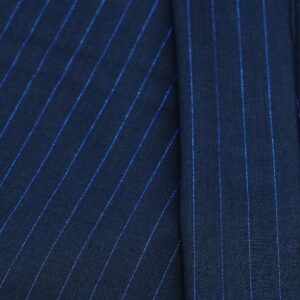 Navy Blue Wool With Sheer Blue Pin Stripe