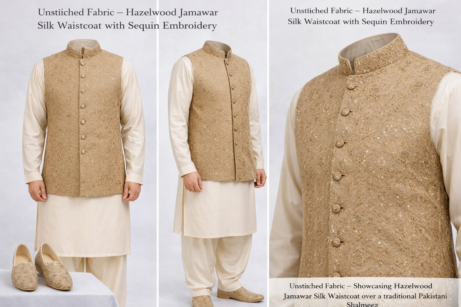 Hazel Wood Jamawar Silk With Tone-on-Tone Embroidery - Image 4