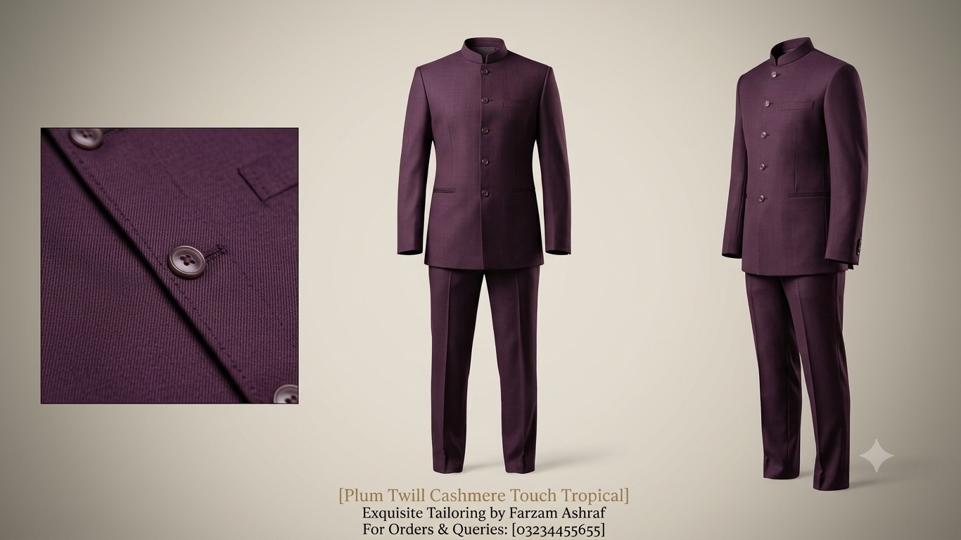 Plum Twill Cashmere Touch Tropical - Image 4